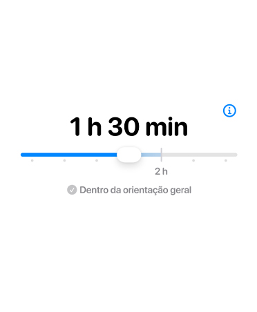 A tela mostra o recurso Limite de Tempo com uma barra ajustável para o tempo alocado