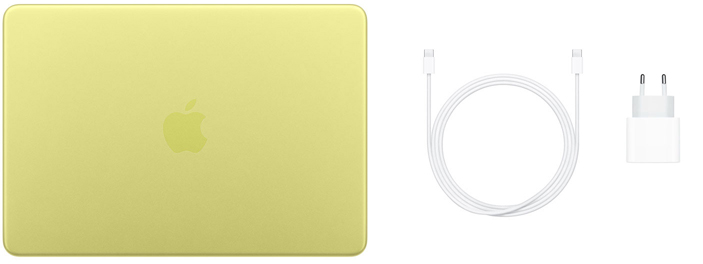 MacBook Neo de 13 polegadas, cabo para recarga com conector USB-C e adaptador de energia USB-C de 20W