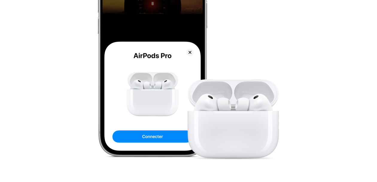 iPhone 17 Pro, fonctionnalité de connectivité à l’écran, AirPods Pro 3 et étui de recharge MagSafe (USB-C)
