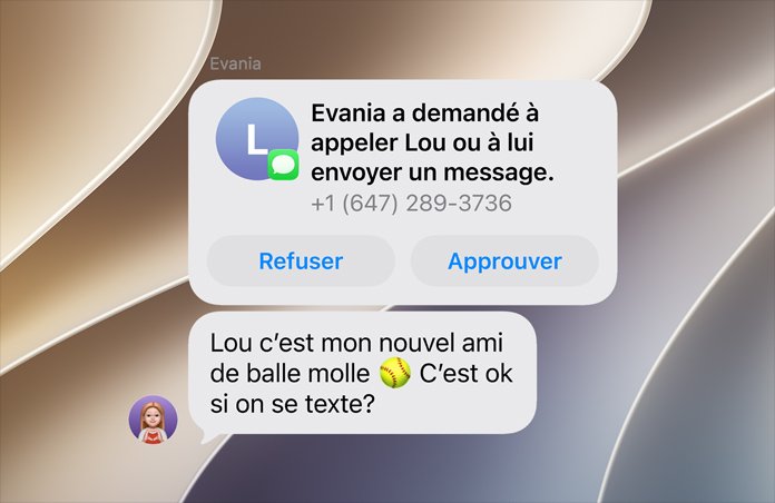 Écran affichant la fonctionnalité Limites de communication.