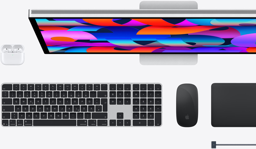 Mac Zubehör: AirPods, Studio Display, Magic Keyboard, Magic Mouse, Magic Trackpad, MagSafe Ladekabel