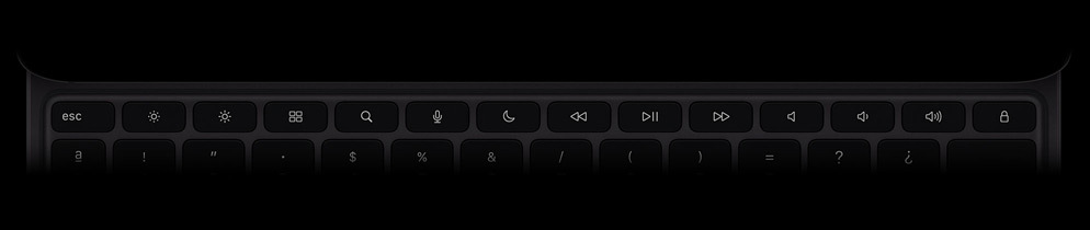 Magic Keyboard, parte superior exterior, posición horizontal, color negro, fila de 14 teclas de función
