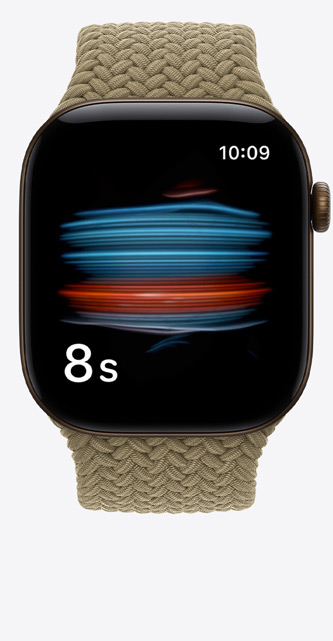 Apple Watch Series 12, caja de aluminio, color bronce oscuro, app ECG, trazado de frecuencia cardiaca y temporizador, correa Loop deportiva trenzada, color verde oliva (verde tierra claro)