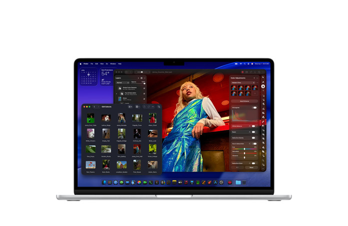 Pixelmator-näytöllä esitellään MacBook Airin tallennustilaa ja muistia