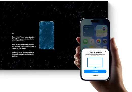 iPhone being used to color balance a television