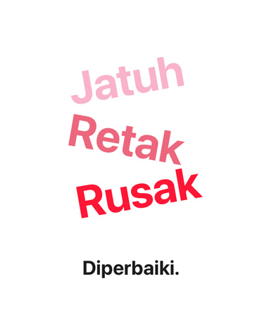 Jatuh, retak, rusak, diperbaiki