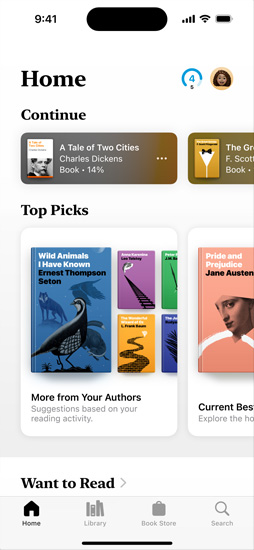 iPhone screen displaying the For You section in the Books app. The Weekly Top 5 list is shown