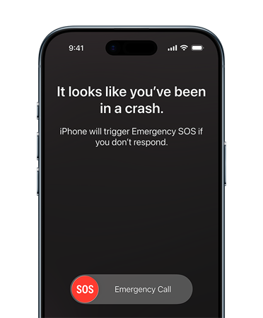 iPhone Air, front exterior, Crash Detection feature in use
