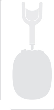 صورة ظلية لسماعات AirPods Max 2، الجهة الخارجية الأمامية، العرض 168.8 مم