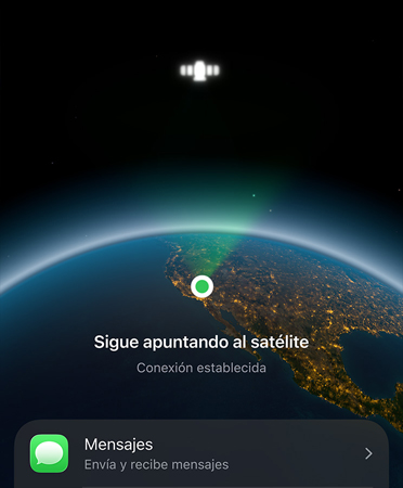 Funcionalidad Mensajes vía satélite en uso