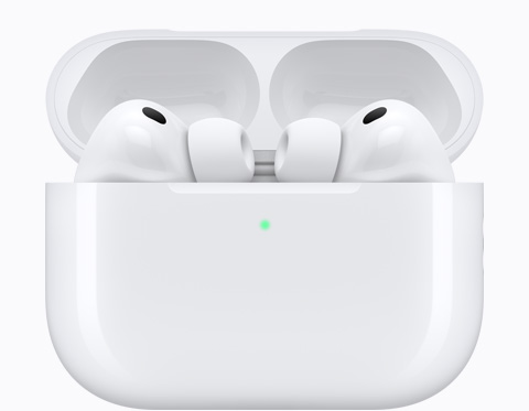 AirPods Pro 3 inside an open white charging case