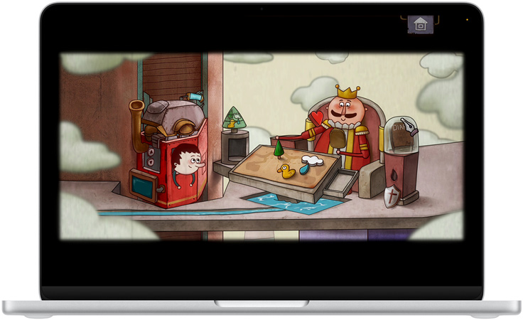 MacBook Neo w kolorze srebrnym, na ekranie widać scenę z gry Oceanhorn 