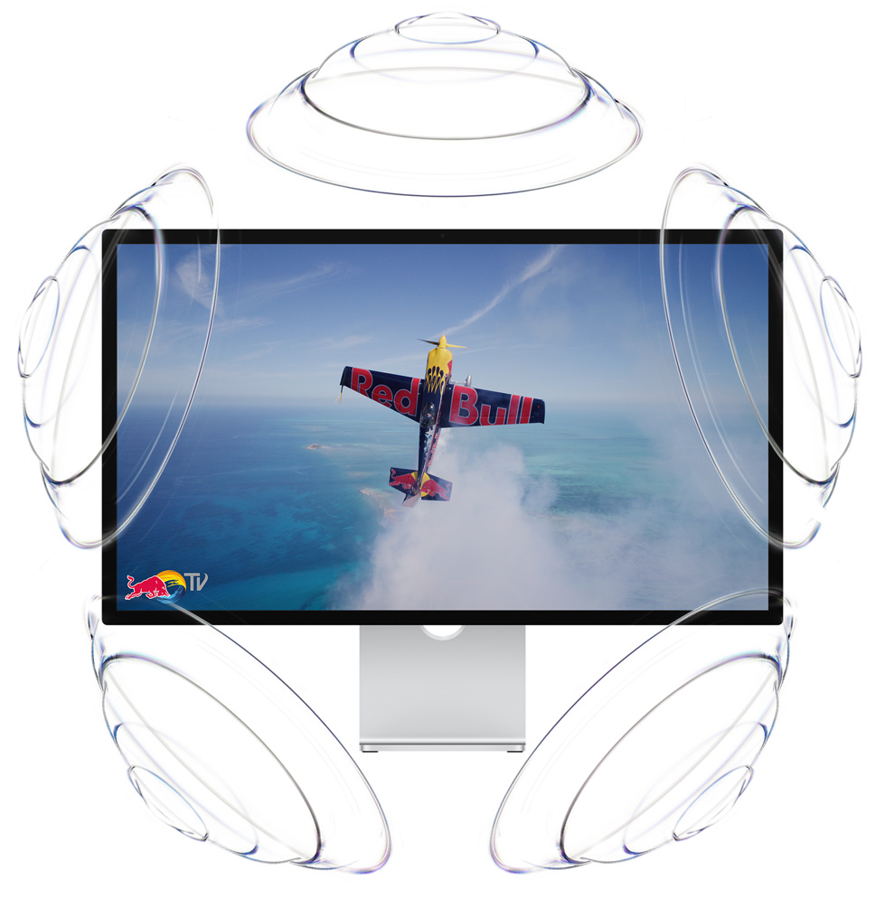 Reclamă Red Bull TV, un avion monomotor Red Bull orientat în sus, în plin zbor