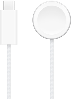 Зарядний пристрій USB-C біля зарядного пристрою з магнітним кріпленням для швидкого заряджання Apple Watch