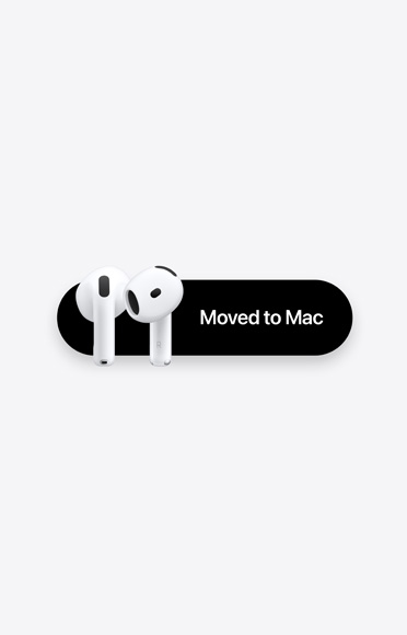 AirPods 5-oortjes naast het bericht: ‘Verplaatst naar Mac’