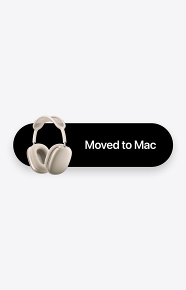 AirPods Max 2 σε χρώμα λευκό της αστροφεγγιάς και οι λέξεις Μετακινήθηκε στο Mac, που αντιπροσωπεύει την Αυτόματη Εναλλαγή