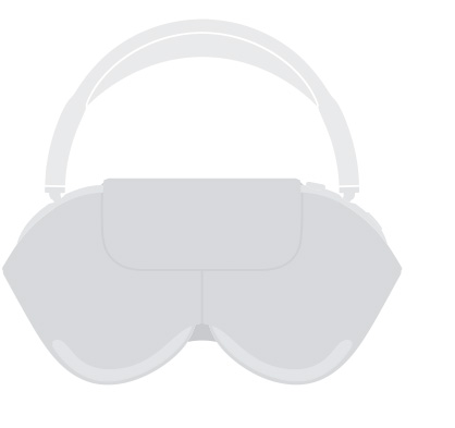 „AirPods Max 2“ su „Smart Case“ iliustracija (siluetas), vaizdas iš priekio