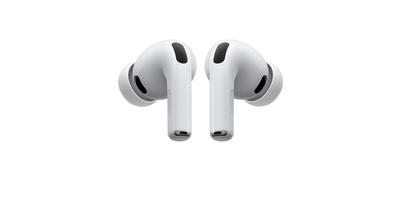 AirPods Pro 3, audífonos inalámbricos izquierdo y derecho, color blanco, almohadillas de silicona