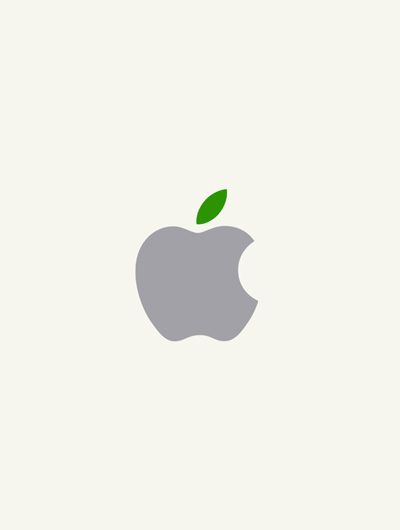 Grey Apple logo with green leaf