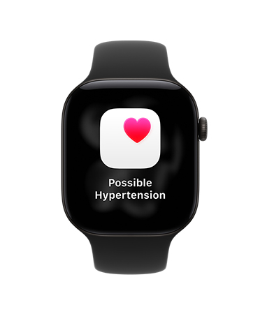 Apple Watch Series 12 z kopertą z aluminium w kolorze czarnym, powiadomienie o możliwym nadciśnieniu, pasek sportowy w kolorze czarnym