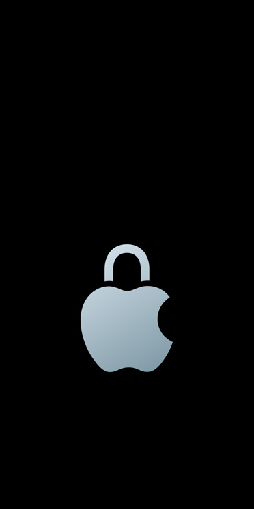 Apple лого в сребърно с катинар, заменящ листoто в горната част