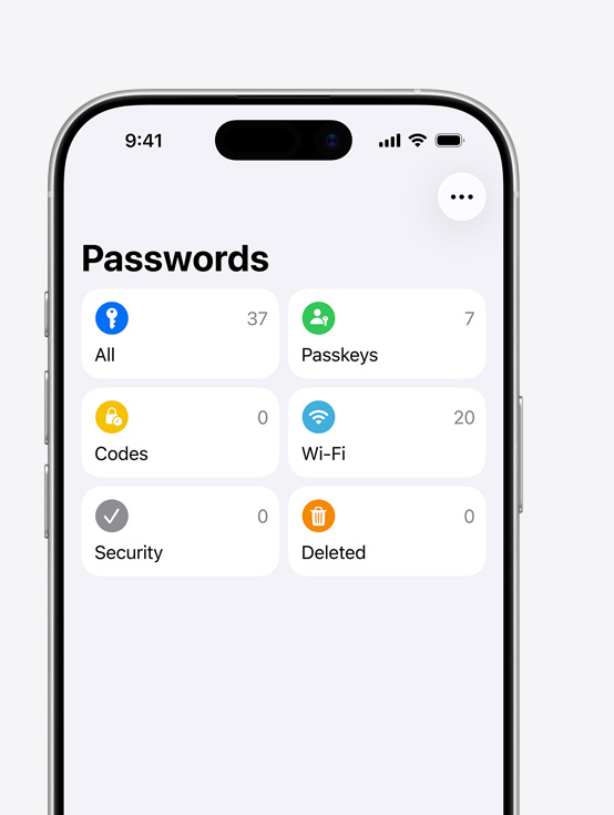 Екран на iPhone, показващ приложението Пароли, списък с приложения, Doordash, Atlas Obscura, Koba, Quickbooks, LinkedIn, Etsy, със запазен имейл адрес на потребителя
