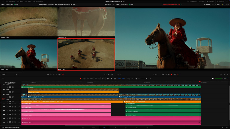 Studio Display ja Mac Studio mitme kaameraga video monteerimise töövoog rakenduses DaVinci Resolve Studio