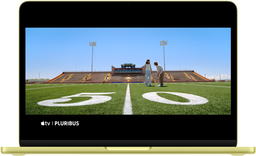 MacBook Neo, citrus color, scene from Pluribus show onscreen